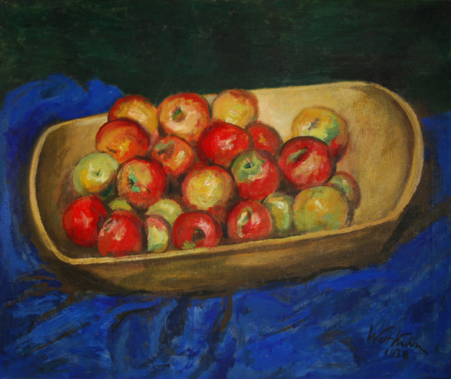 Apples in a wooden boat
