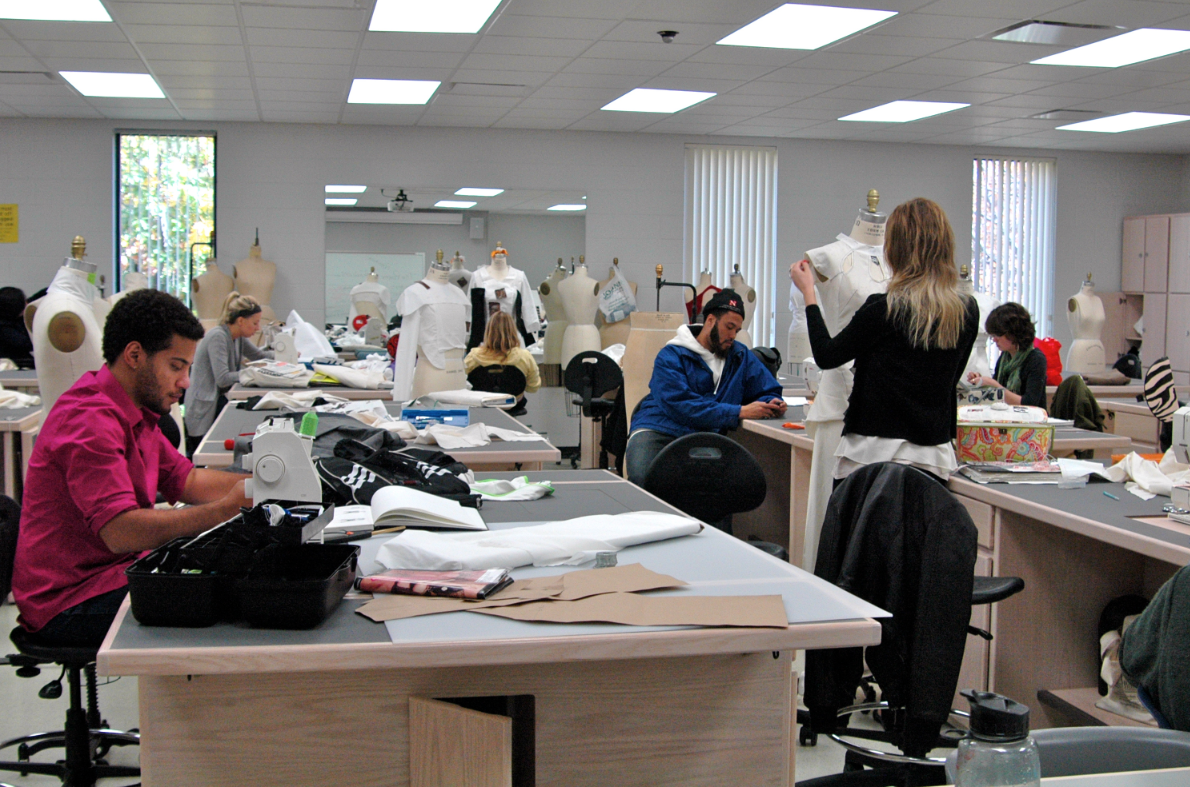 Students in Apparel Design class