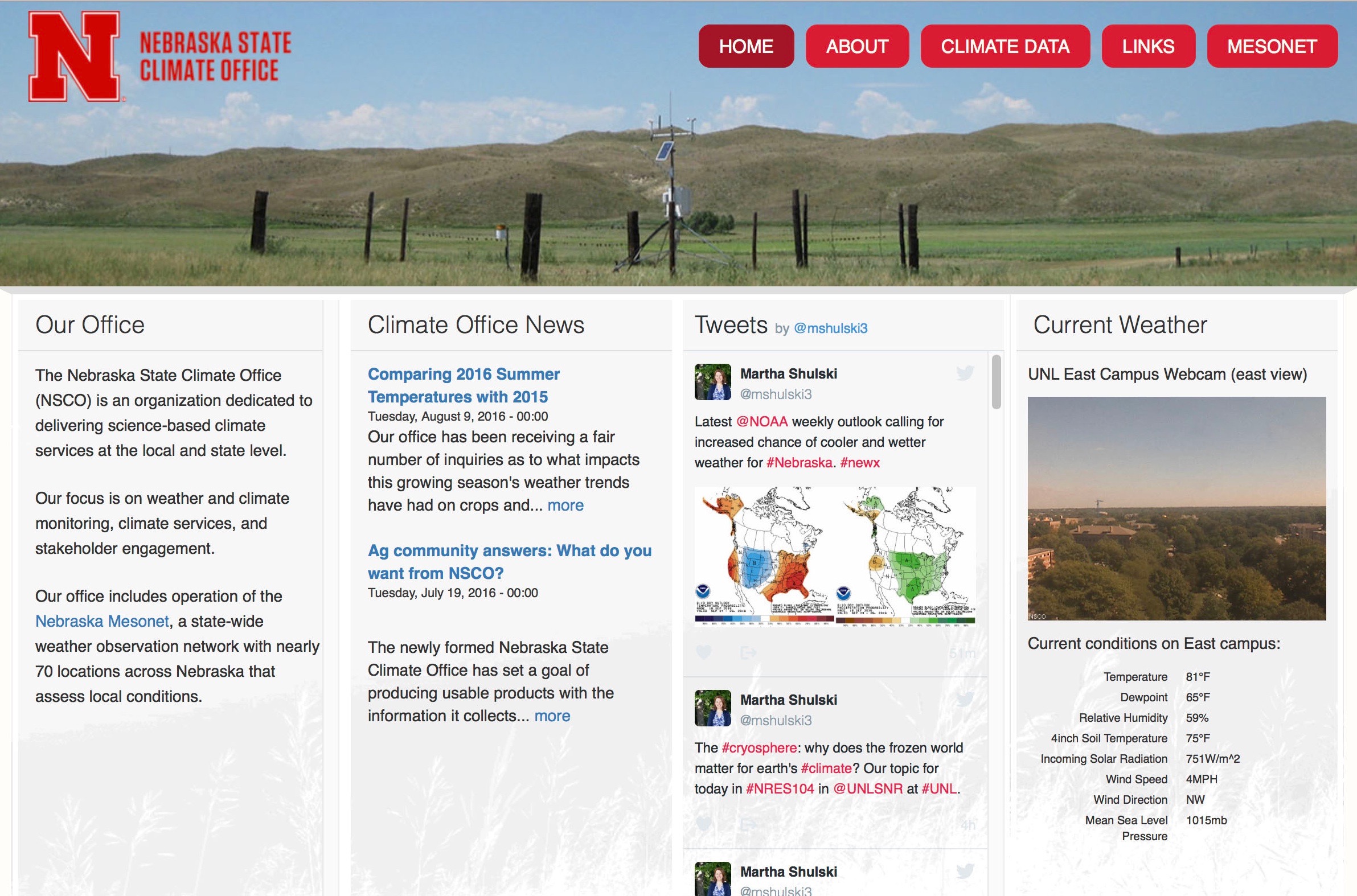 The Nebraska State Climate Office launched its website, as well as that of the Nebraska Mesonet.