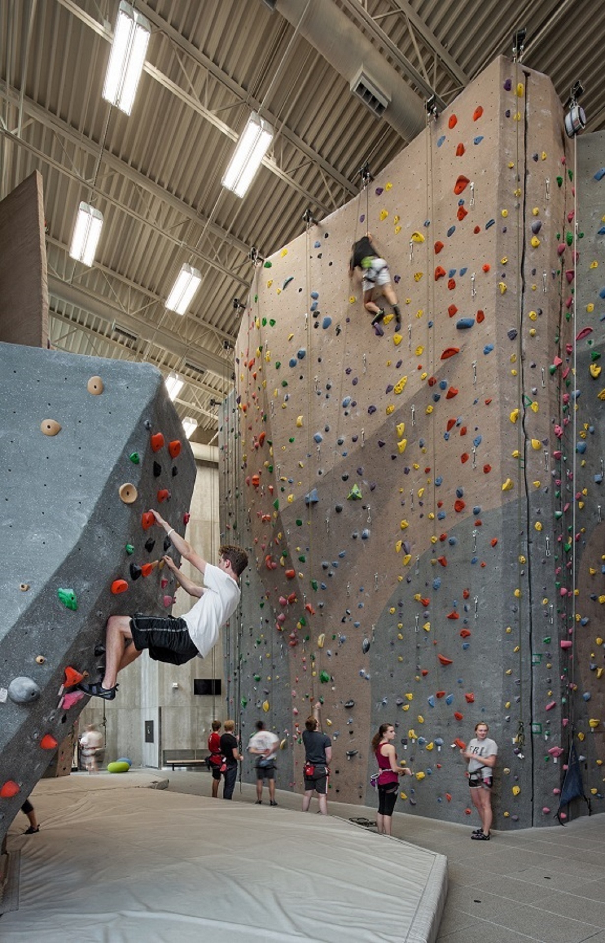 The on-campus Outdoor Adventures Center houses a 3-story indoor climbing gym.