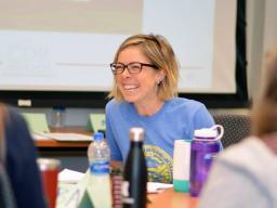 Brianne Wolf, SNR graduate student and Global Engagement administrative associate, laughs during group discussion during the Environmental Conflict Management short-course in September 2018. | Shawna Richter-Ryerson, natural resources 