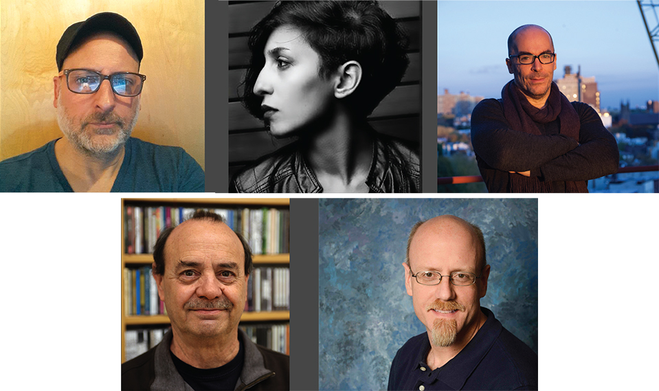 Clockwise from upper left: David Baskin, Behnaz Farahi, Andy Cavatorta, Jeff Fontana and Jim Richard will present Hixson-Lied Visiting Artist & Scholar lectures this month.