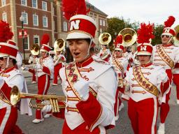 The Cornhusker Marching Band performs during the 2017 Homecoming parade. The 2018 parade starts at 6 p.m. Sept. 28. | University Communication