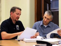 Pat Spieler (right) works with his cooperating teacher Brent Larson. UNL CSMCE
