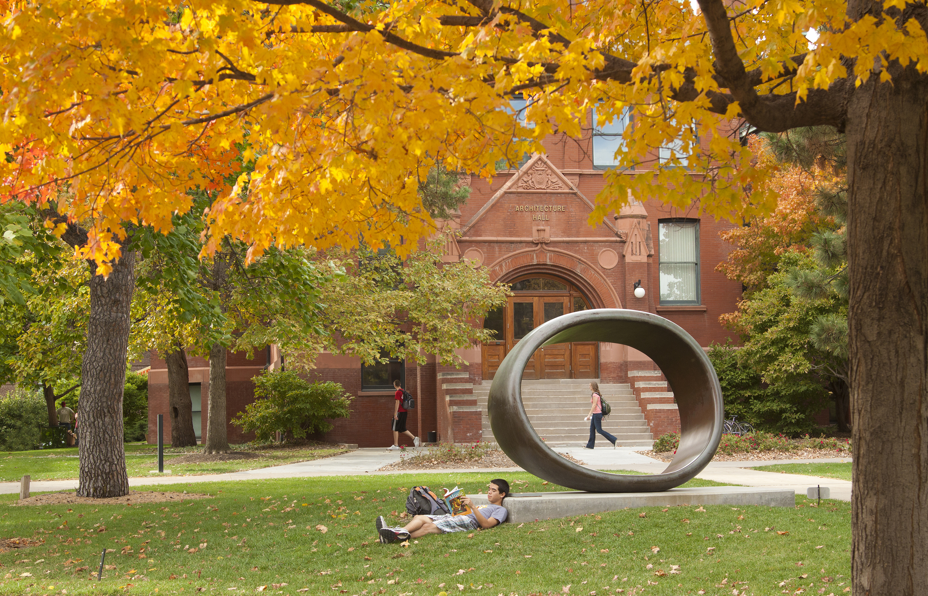 A beautiful fall day in front of the College of Architecture at the University of Nebraska-Lincoln.
