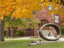 A beautiful fall day in front of the College of Architecture at the University of Nebraska-Lincoln.