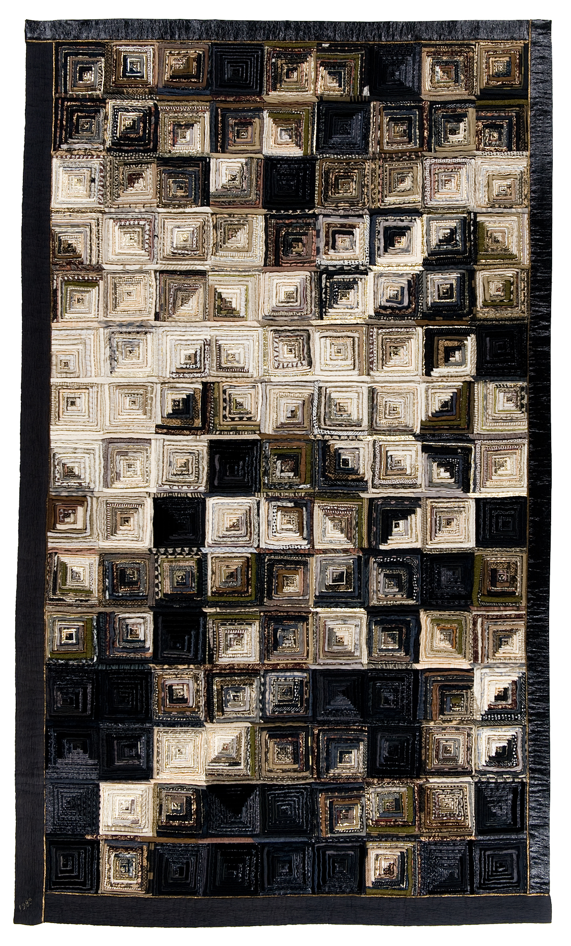 "Spiral Block Quilt Versification II" by Yoshiko Jinzenji is one of several Japanese textiles being featured during First Friday at the International Quilt Study Center & Museum.