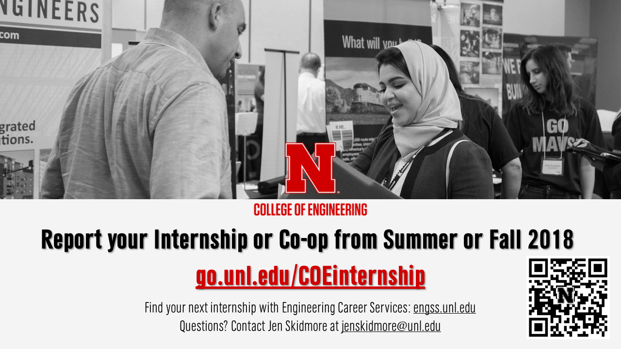 Please report your internship or co-op if you held one in Summer 2018 or Fall 2018.