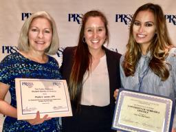 (from left) Prof. Phyllis Larsen, PRSSA President Paige Stanard, and Christina Neary, PRSSA Director of Public Relations and NODAC team member represented UNL at the 2018 PRSSA National Conference.