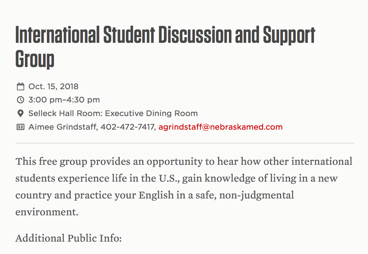 International Student Support Group