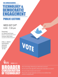 Poster for the Technology and Democratic Engagement Lecture