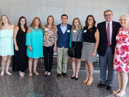 Scholarship recipients, members of the Swarts family, Angie Pannier, and Chancellor Ronnie Green.