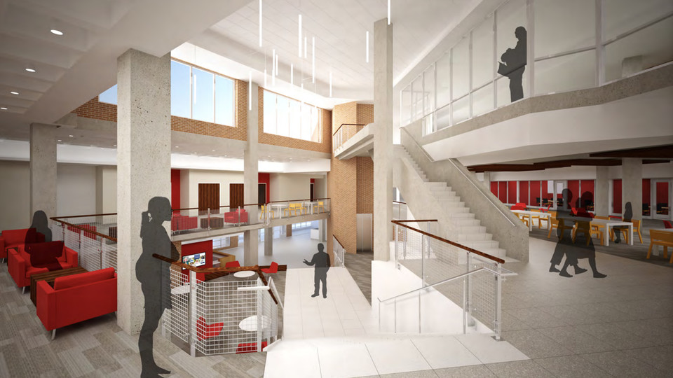 Concept drawing of the renovated interior of the Nebraska East Union. A presentation on the $28.5 million project is 6 to 7:30 p.m. Nov. 6.