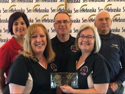 MyPI Nebraska instructors from Lincoln were honored with a 2018 Step Forward Award from ServeNebraska. (L to R) Wilma Gerena, Joy Mace, Tom Guilford, Soni Cochran, and Leo Larkin. 