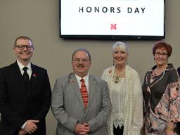 Last year's Alumni Award winners included (left to right) Matt Miller, Kevin Kaisershot, Karen Blessen and Liana Sandin. This year's nominations are due Dec. 7.