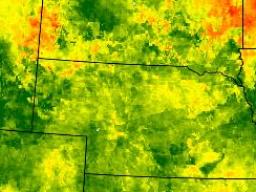 Standard anomalies of the 4-week Evaporative Stress Index  (ESI), valid April 30, 2016, over the High Plains at the beginning of a flash drought. | Courtesy Tony Mucia