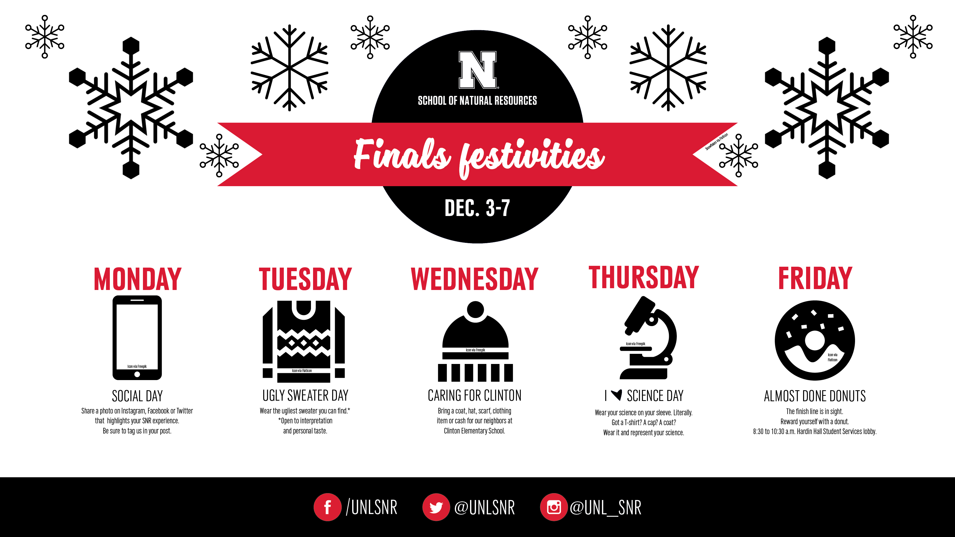 Join SNR in celebrating the near end of the semester.
