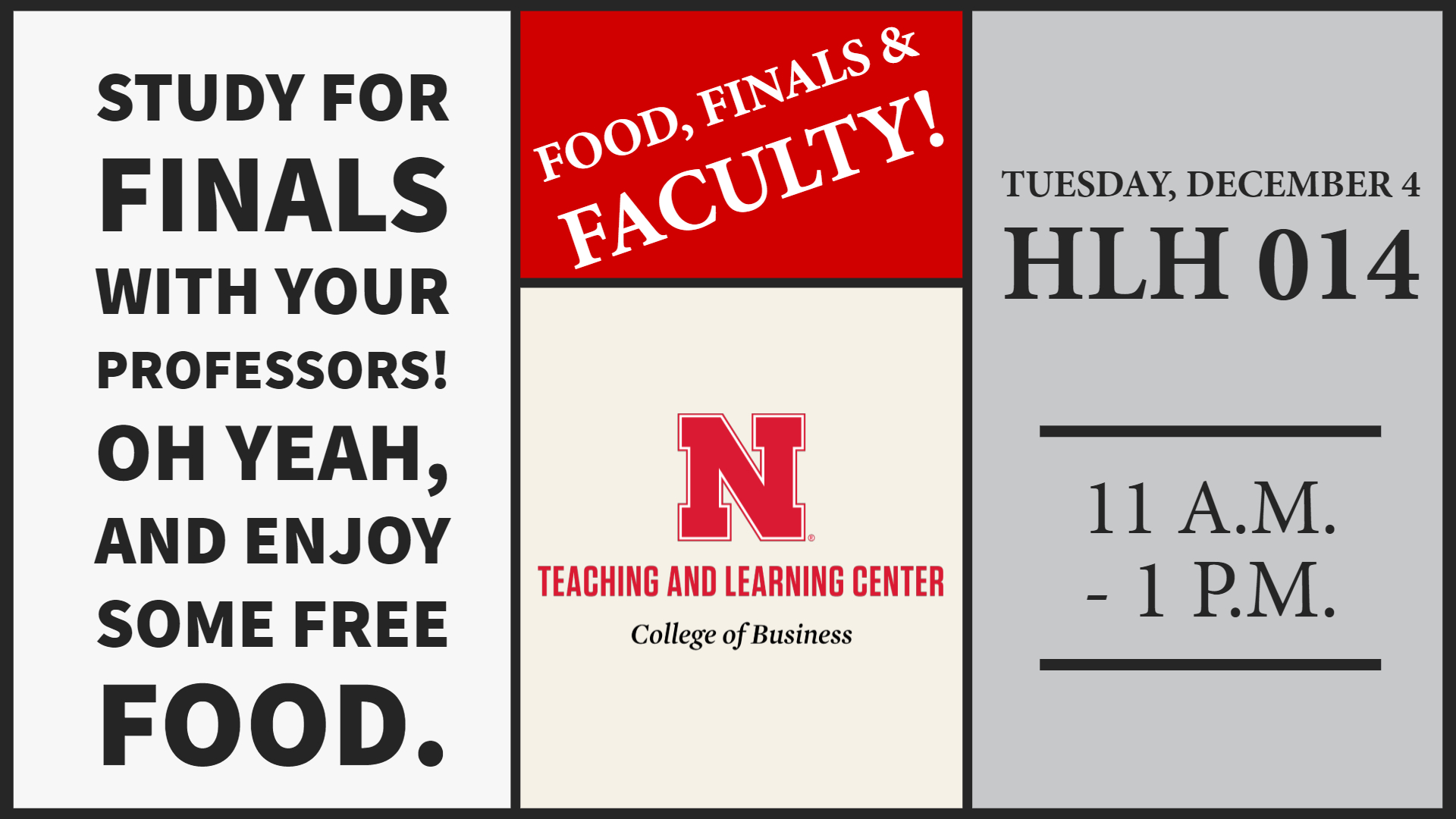 Food, Finals, Faculty