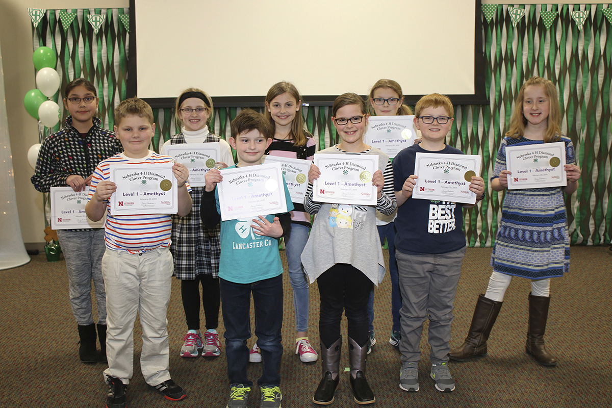 Pictured are the Diamond Clover Level 1 recipients at the 2018 4-H Achievement Celebration.