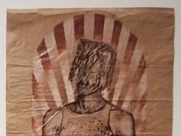 Katharen Wiese, "Unclassified," relief print on paper bags, dimensions vary, 2018