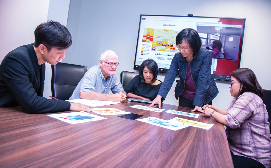 The research team includes, from left, Evan Choi, Rodrigo Cantarero, Maria de Guzman, Soo-Young Hong and Irene Padasas.