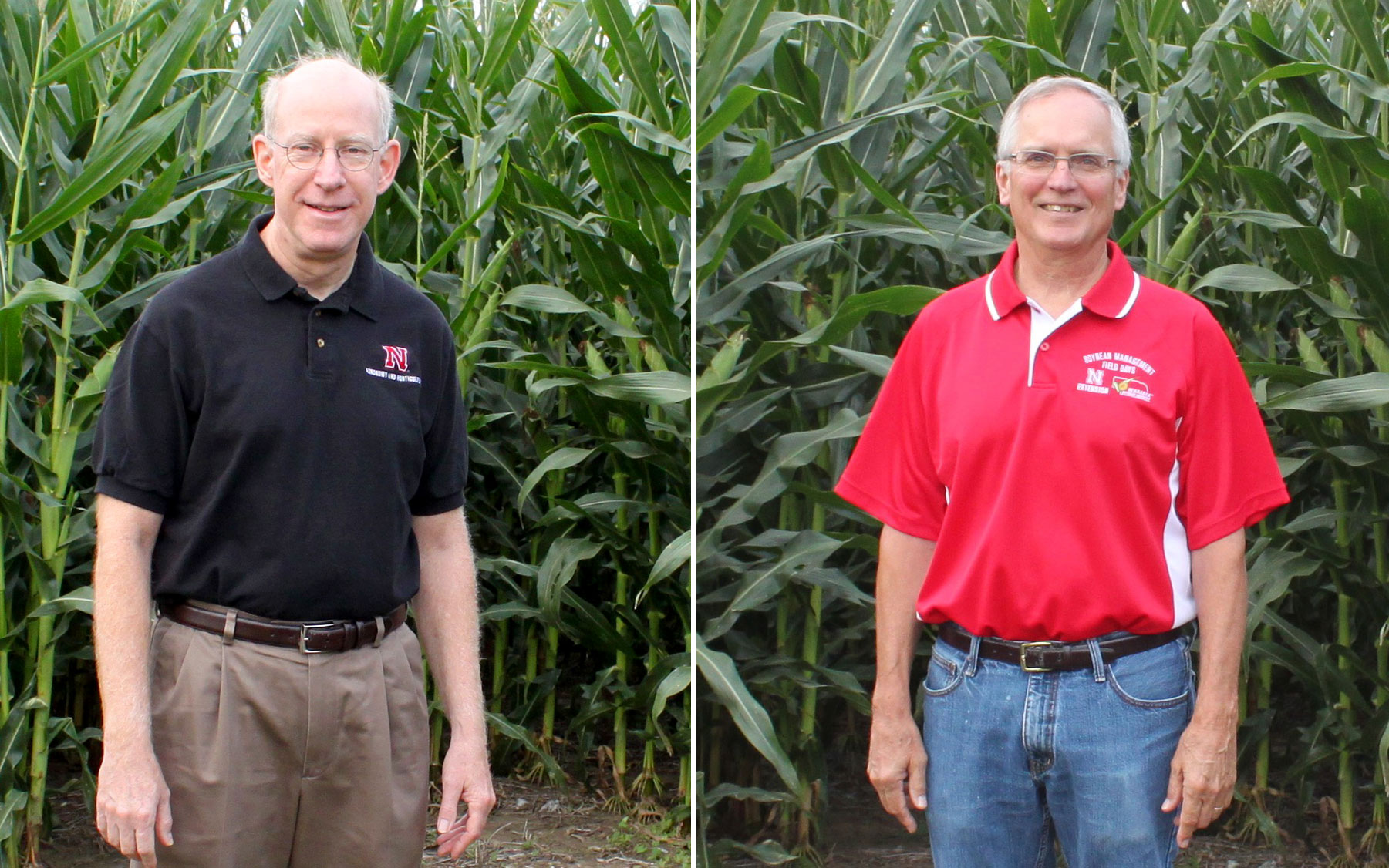 Richard Ferguson, left, and Roger Elmore were recognized for their dedication and outstanding service to the University of Nebraska–Lincoln South Central Agricultural Laboratory.