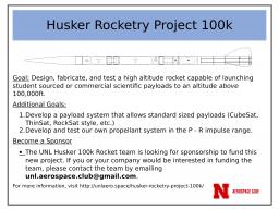 Husker Rocketry Project 100k