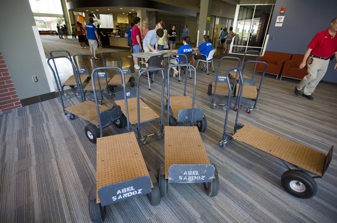 Carts sit ready for use during last year's move in at UNL.