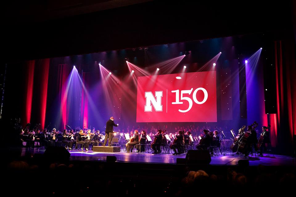 The UNL Symphony Orchestra performs during "Music and Milestones" Feb. 15. Photo by Craig Chandler.