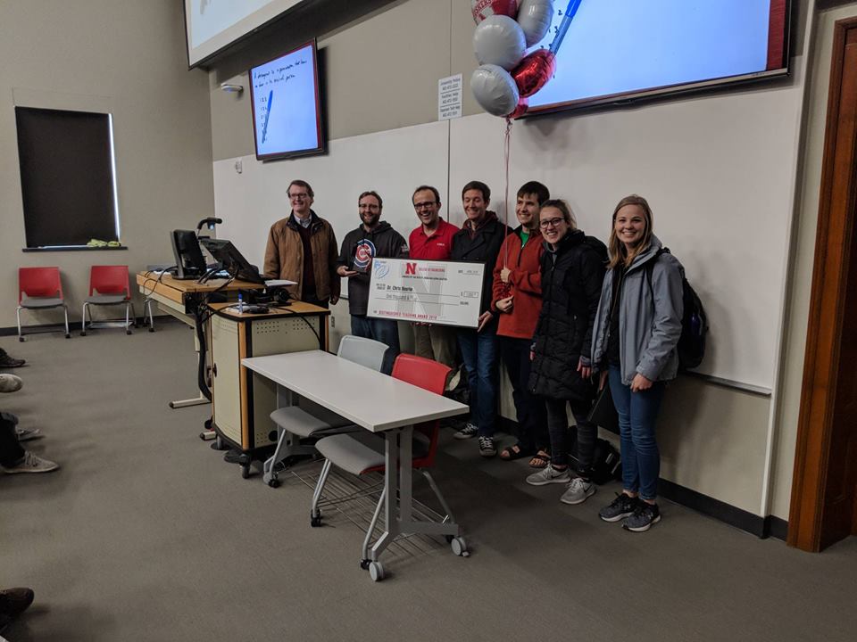 Chris Bourke (second from left) was chosen to receive the 2018 Tau Beta Pi Distinguished Teaching Award.