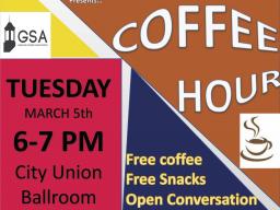 Join the GSA for free coffee, snacks and good conversation.
