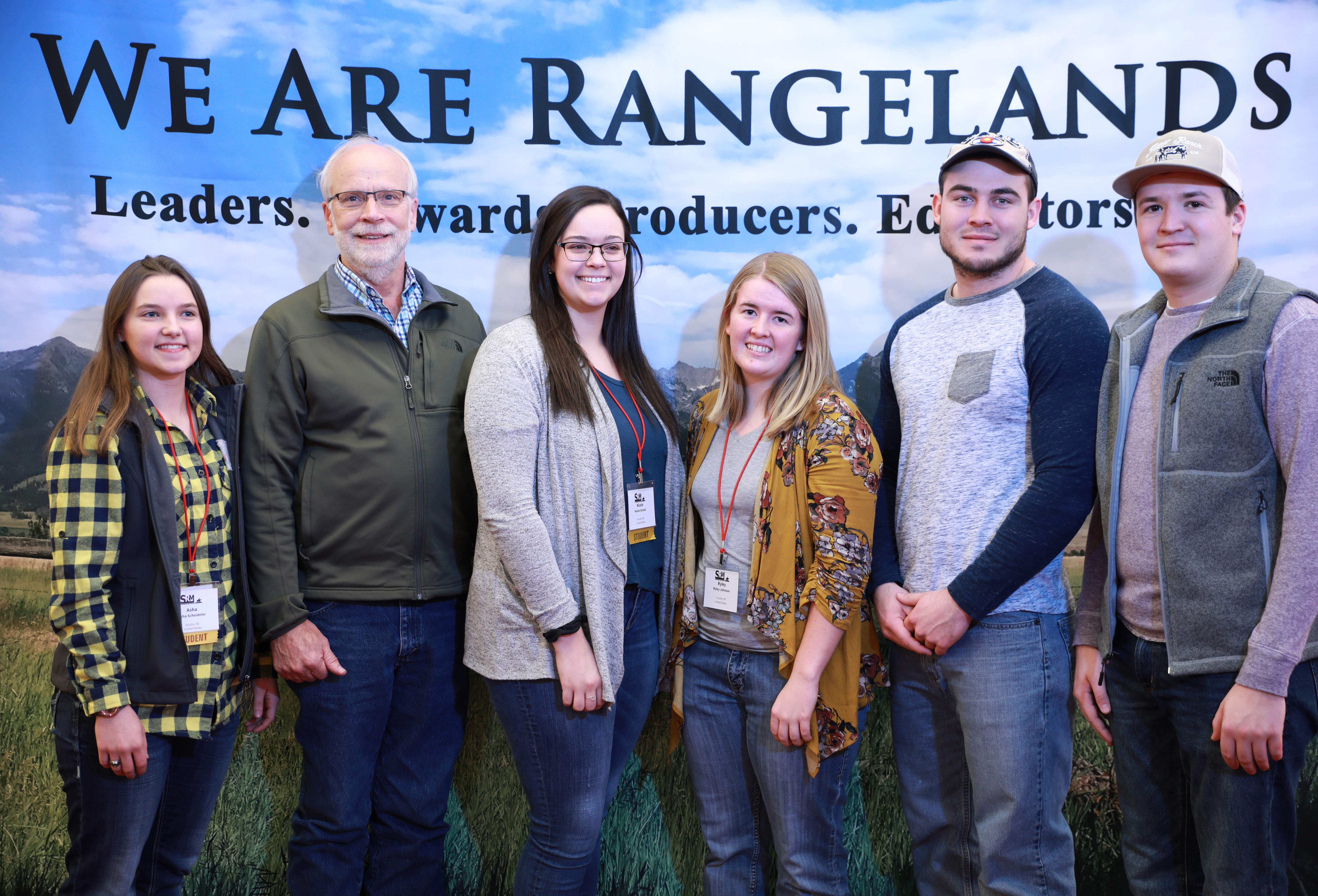 University of Nebraska–Lincoln Range Management Club members Asha Scheideler (from left), club adviser Walt Schacht, Nicole Strand, Ryley Johnson, Nick Sanders and Evan Laible attend the Society of Range Management Meeting in Minneapolis Feb. 11–13.