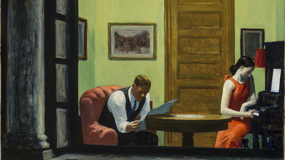 Edward Hopper, "Room with a View." Sheldon Museum of Art, Univeristy of Nebraska-Lincoln.