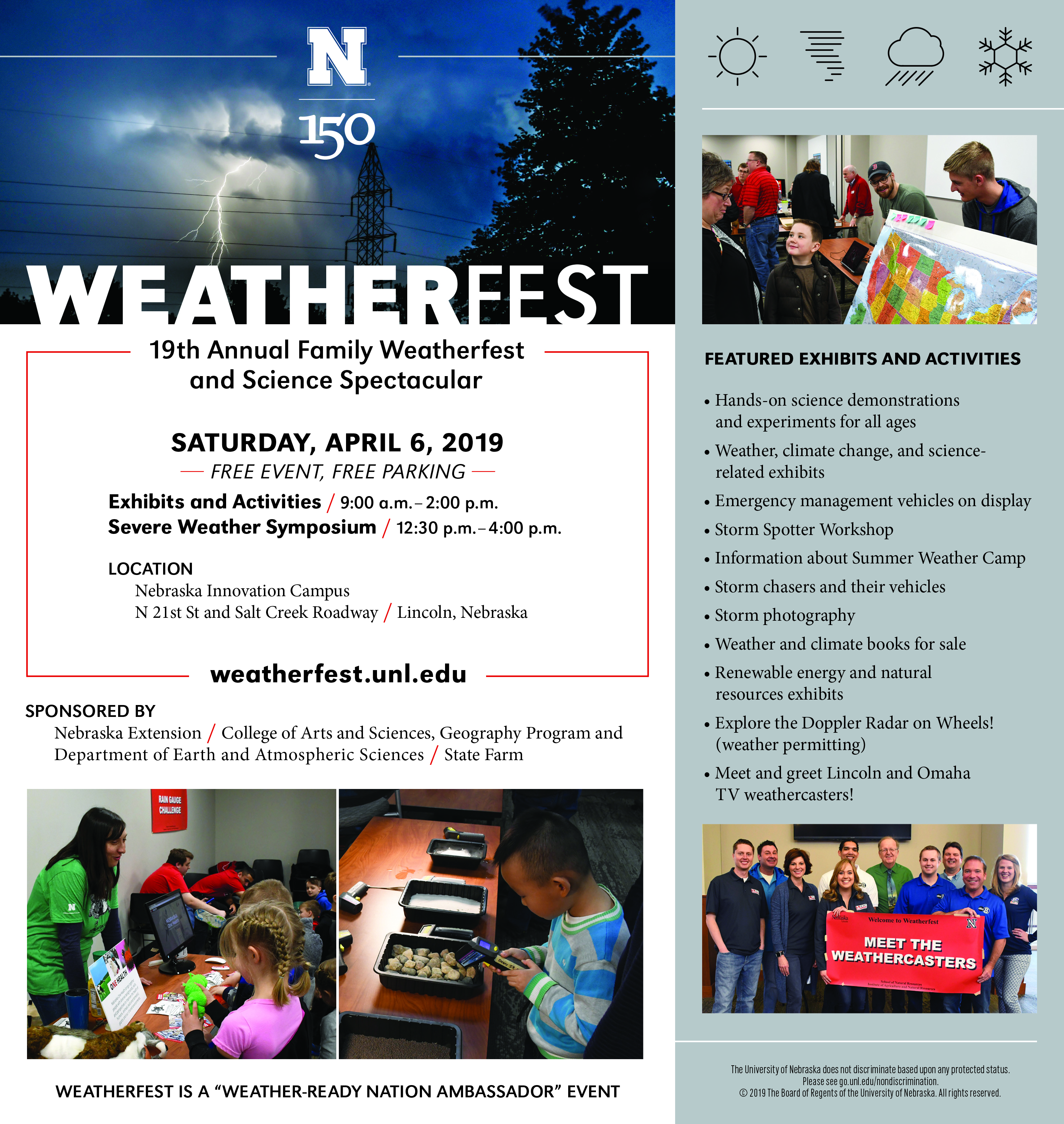 Weatherfest is set for April 6, 2019, at Nebraska Innovation Campus. 
