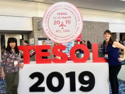Takako Smith (left) and Crystal Bock-Thiessen (right) at the TESOL 2019 conference in Atlanta. Photo courtesy of Bock-Thiessen.