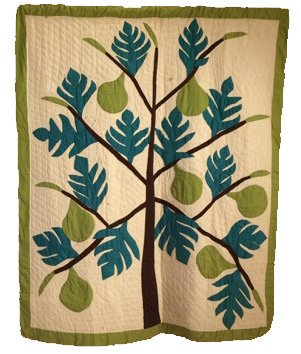 This Breadfruit Tree quilt was made by Missouri Montgomery in 1970 in Farmersville, Sinoe County, Liberia. It is one of the quilts to be discussed during First Friday at the International Quilt Study Center & Museum.