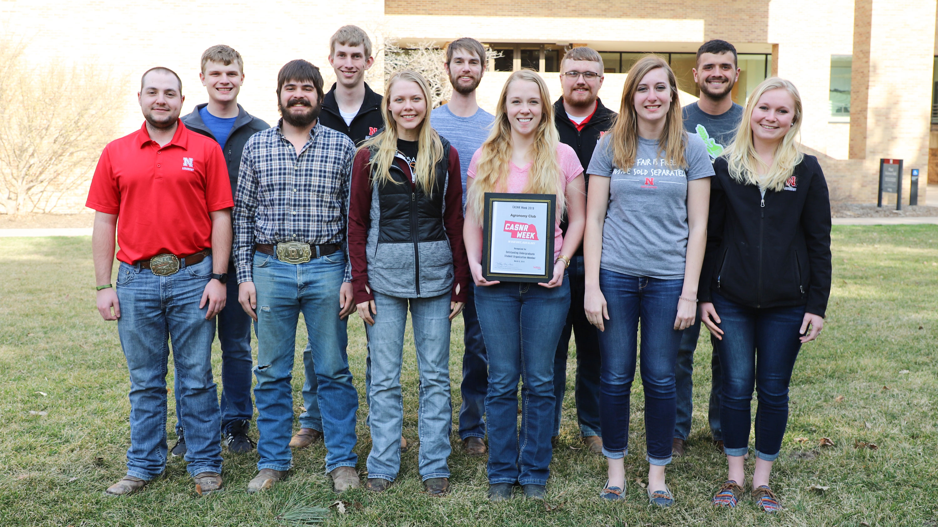 Agronomy Club members include Jared Stander (back row, from left), Chad Lammers, Kolby Grint, Alex Baumert, Jake Krings, Dalton Johnson (front row, from left), Rodger Farr, Michaela Cunningham, Rebecca McKay, Samantha Teten and Moriah Heerten.
