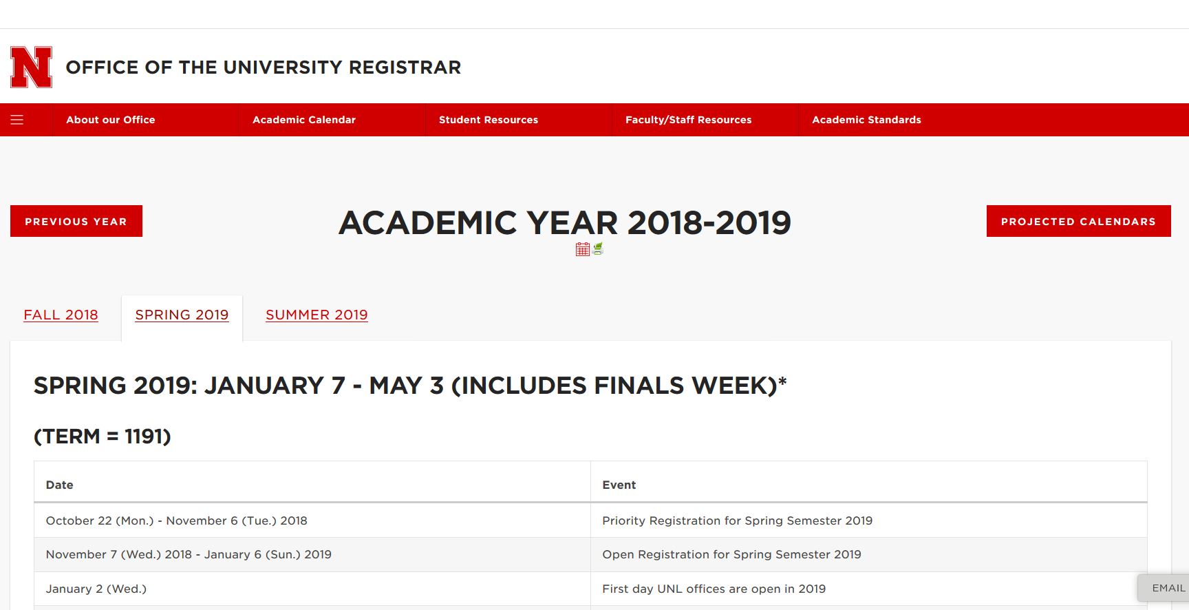 Academic Calendar