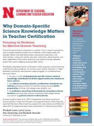 Why Domain-Specific Science Knowledge Matters in Teacher Certification
