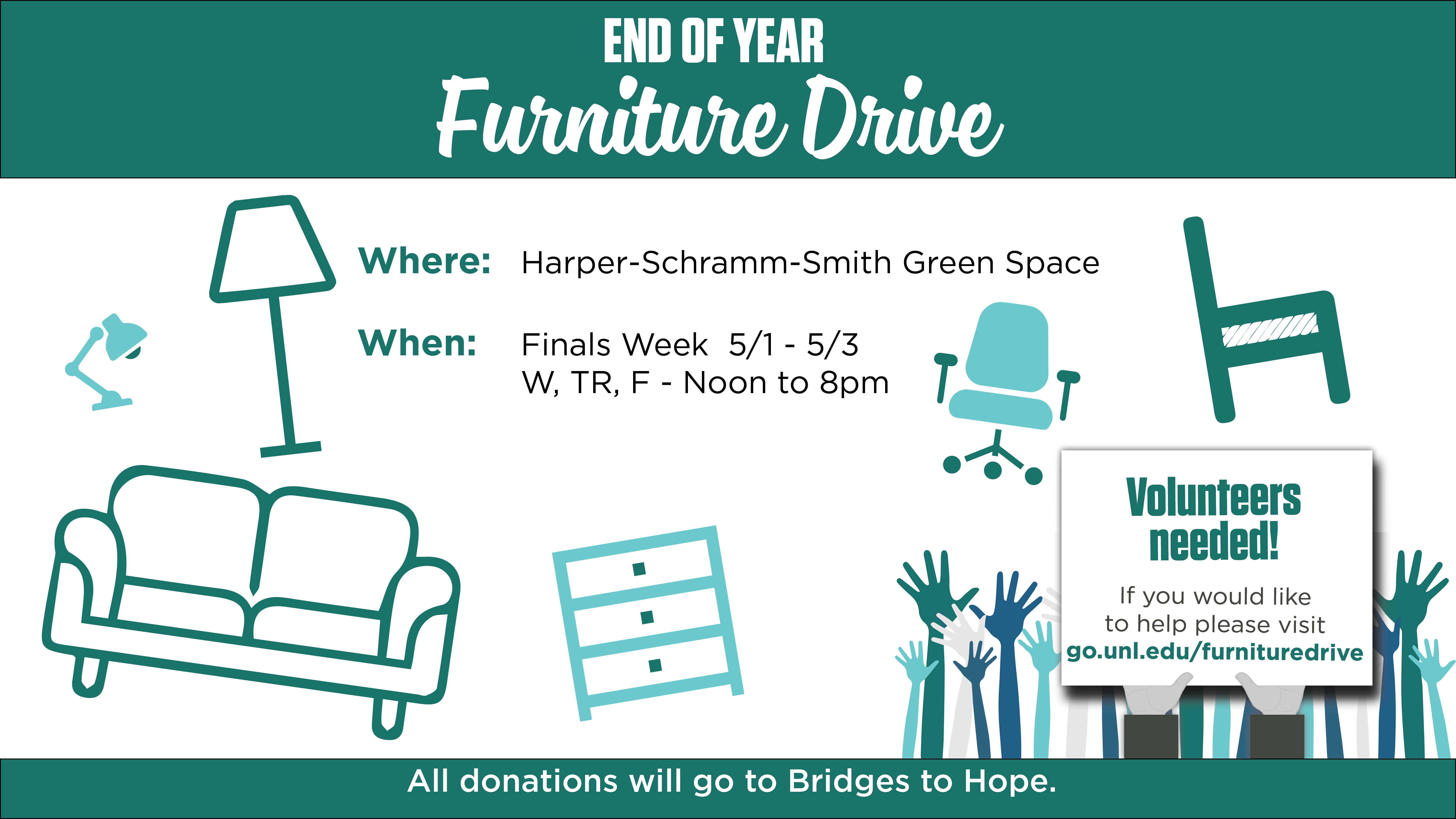 Official event flyer for the furniture drive