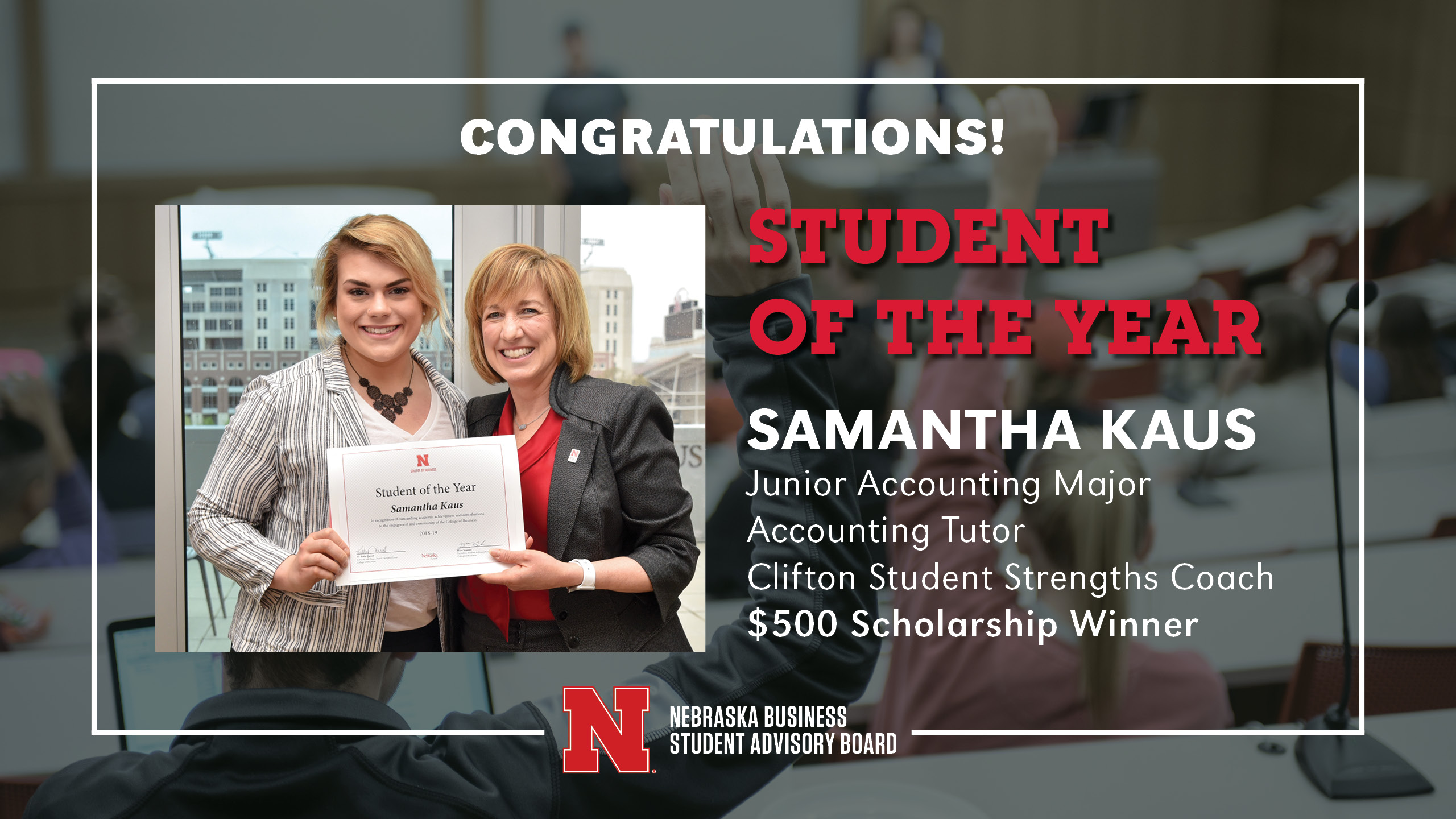 Student of the Year Samantha Kaus