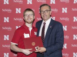 Zachary Warneke and Chancellor Ronnie Green