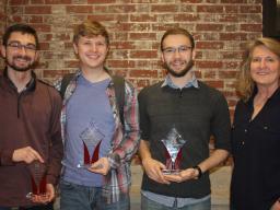 Gold Award team members Tyler Barker, Colton Harper, and with project manager Melanie Kugler-Wright.