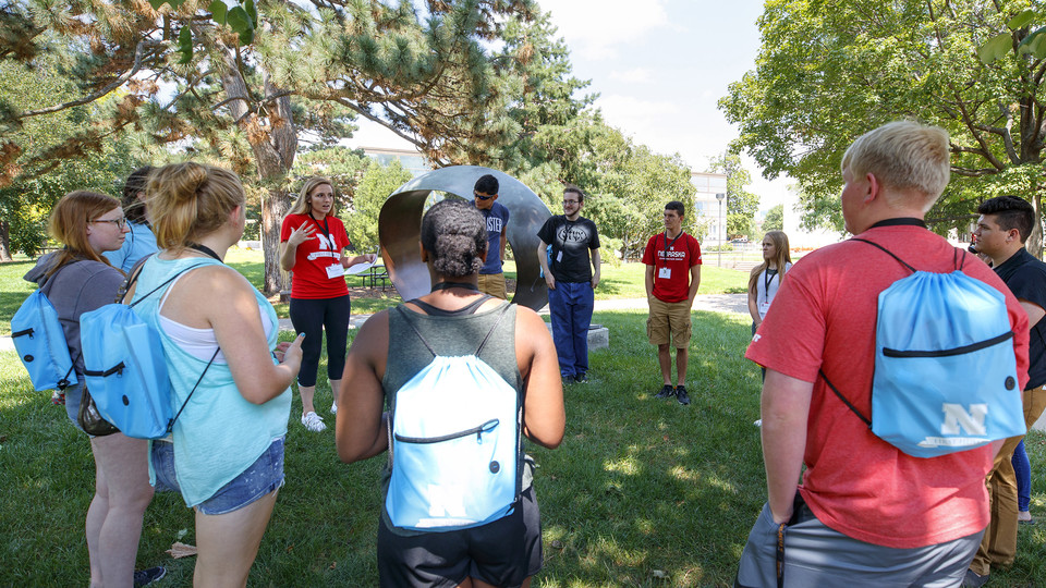 Freshmen participate in a First Husker session prior to the start of the fall semester. First-generation student programs at Nebraska have earned the university a First Forward designation.