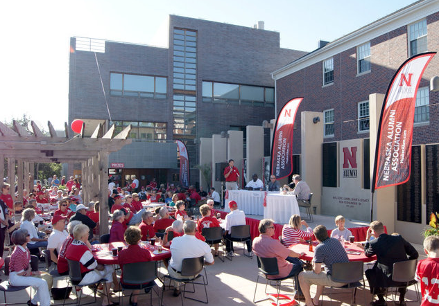 Scene from a 2010 Football Friday event at the Wick Alumni Center Holling Garden.