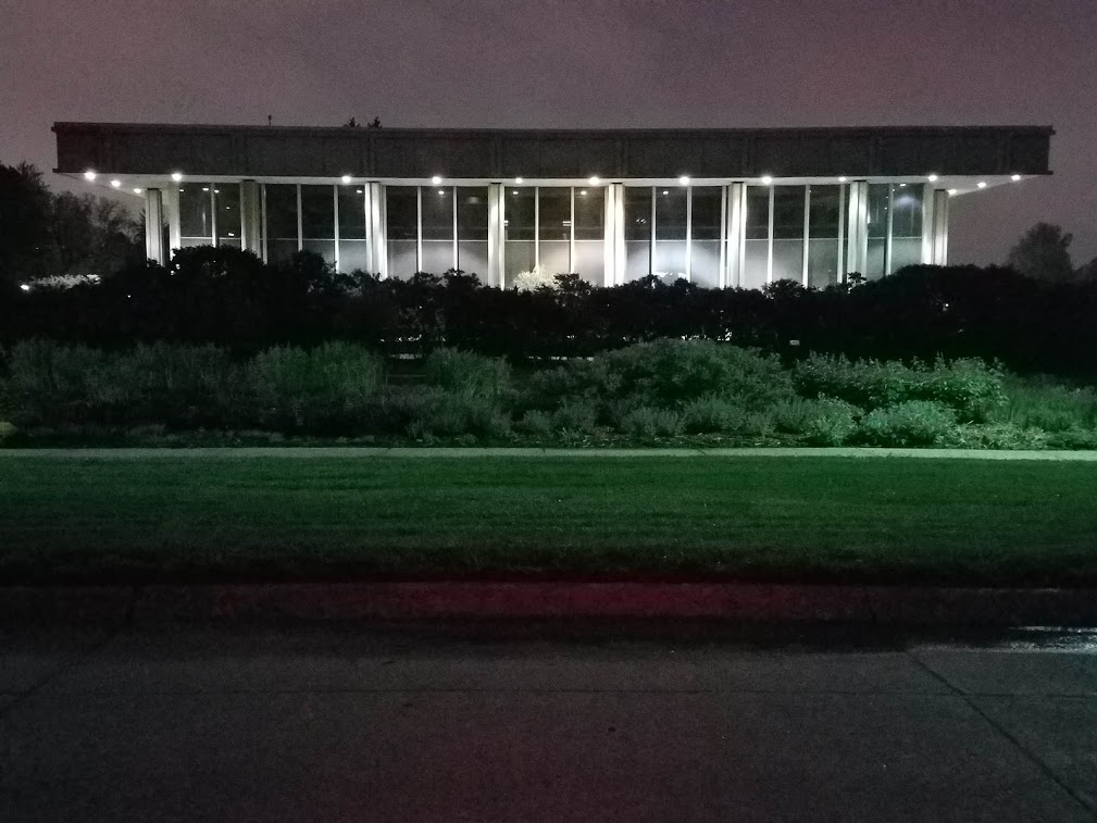 C. Y. Thompson Library on the UNL East Campus is dark inside, awaiting updating.