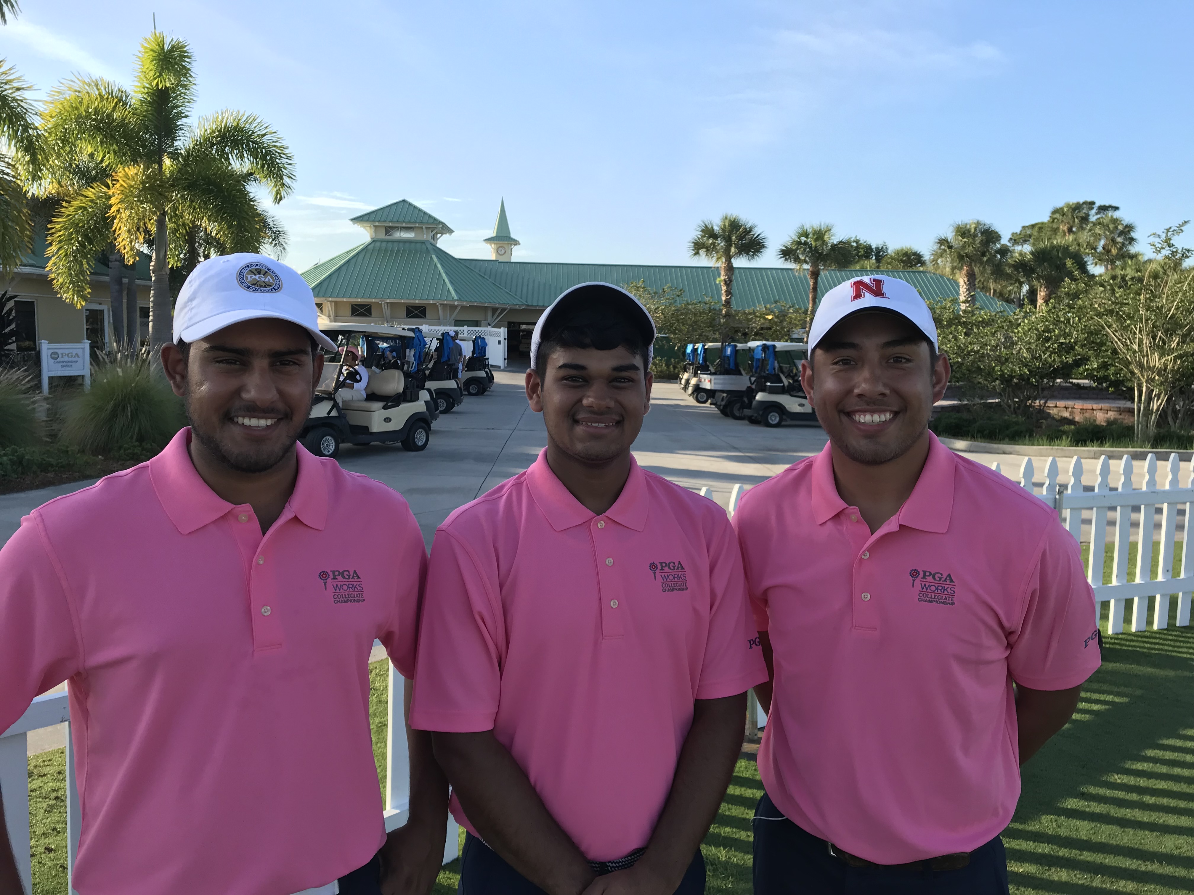 Left to right, Nakual Paliwal, Arihant Mittal, and TJ Loudner Represents UNL at PGAWORKS Championships in Florida.