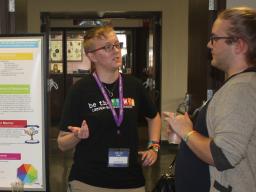 Students discuss services offered by the LGBTQA+ Resource Center.