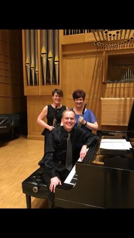 Denise Gainey (left) and Diane Barger will perform as the Amicitia Duo on Sept. 12 with Hixson-Lied Professor of Piano Mark Clinton. Courtesy photo.