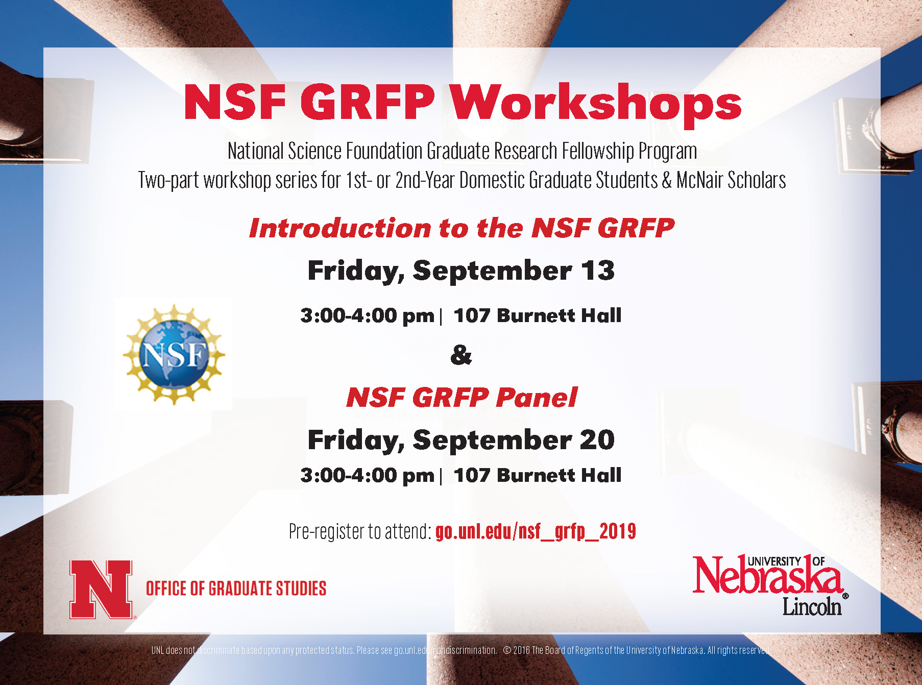 NSF GRFP Bootcamp offered September 13 and 20th Announce University